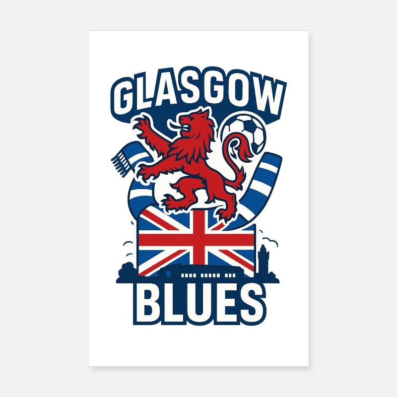 Glasgow Blues Crest Poster 8" x 12" (20x30 cm)