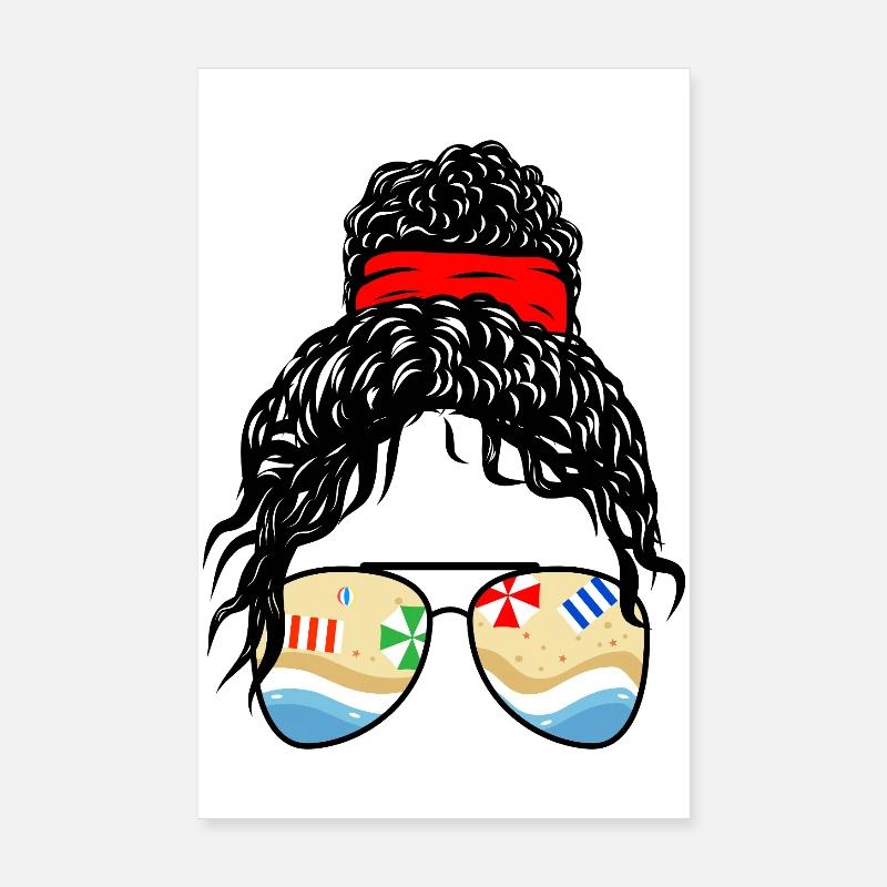 Art des lunettes de soleil rétro d’été Reflets de plage Poster 20 x 30 cm