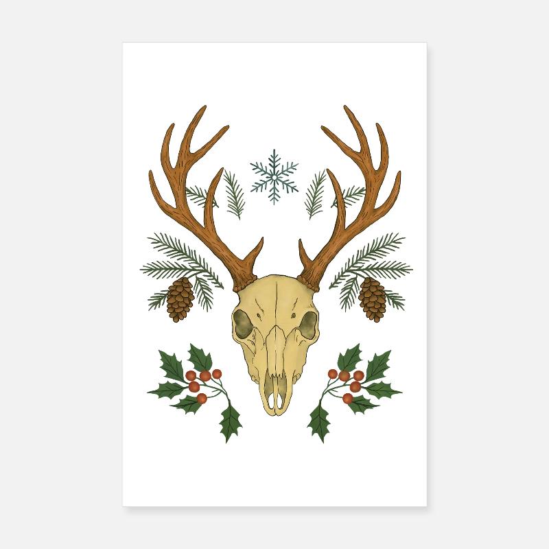 Winter Deer Skull Crest Poster 8" x 12" (20x30 cm)