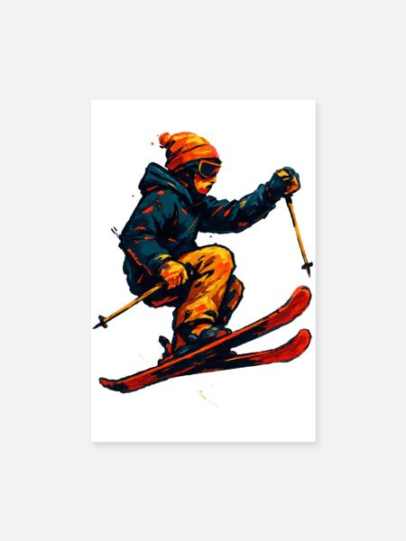 Skiing | Skier | Mountain - Poster 8" x 12" (20x30 cm) - white - Front