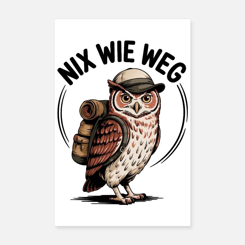 Wandering owl with backpack Poster 8" x 12" (20x30 cm)