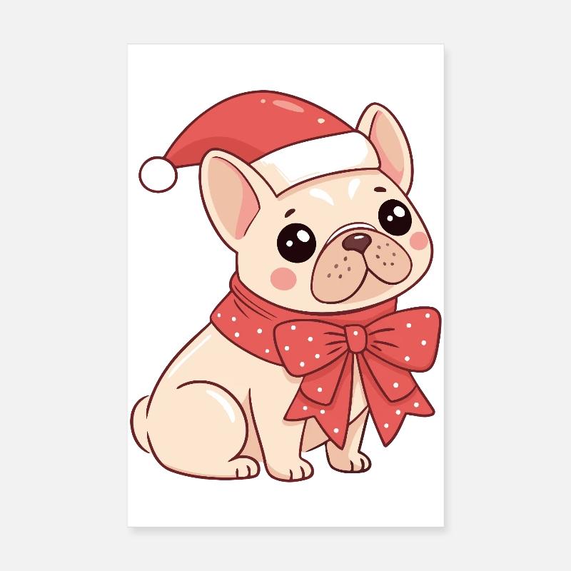 Festive Puppy with Hat and Bow Poster 8" x 12" (20x30 cm)