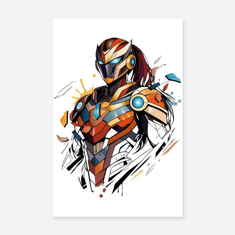 Futuristic sci-fi heroine in comic book style Poster 8" x 12" (20x30 cm)
