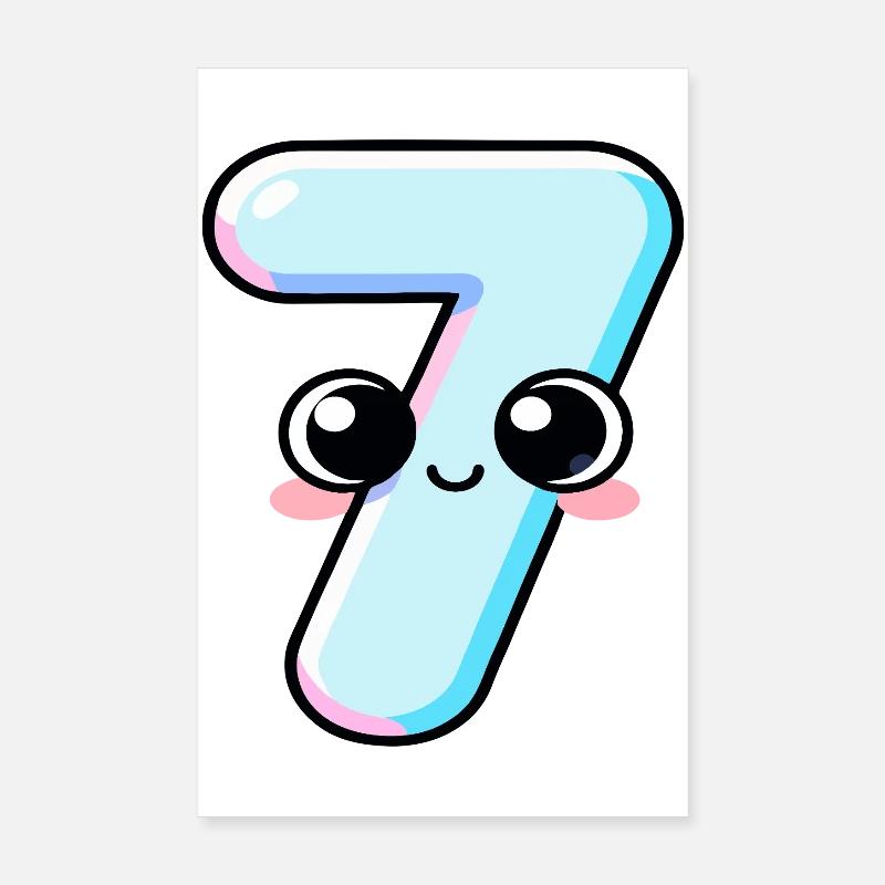 Nummer 7 Kawaii-Kuchen Poster 20x30 cm