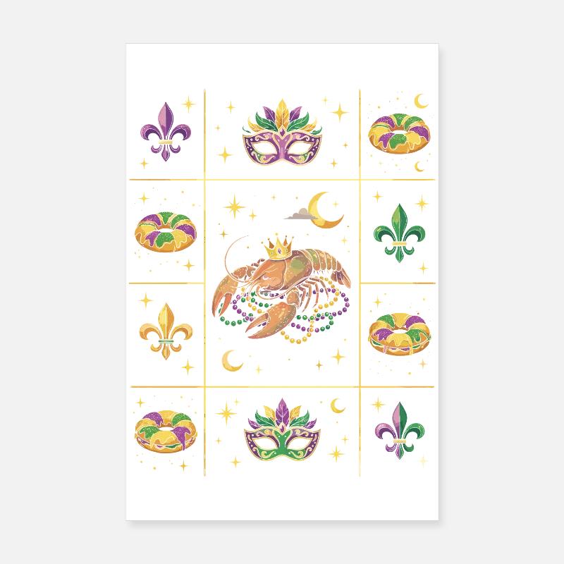 Crawdaddy Carnival Mardi Gras Poster 8" x 12" (20x30 cm)