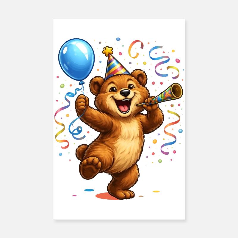 Ours de carnaval drôle – Motif de fête joyeuse Poster 20 x 30 cm