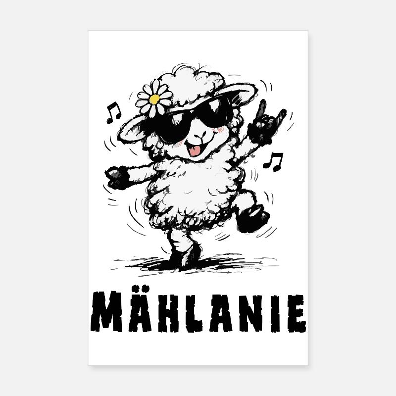 Mählanie – Funny Sheep Pun Design Poster 8" x 12" (20x30 cm)