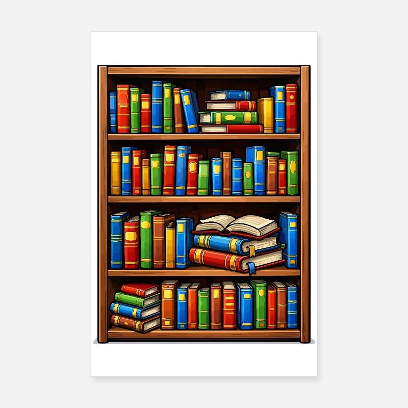 Bibliothèque Illustrato de Bibliothèques Poster 20 x 30 cm
