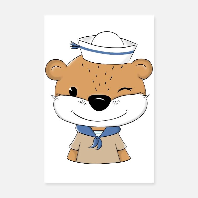 Loutre Marin - Poster 20 x 30 cm - blanc