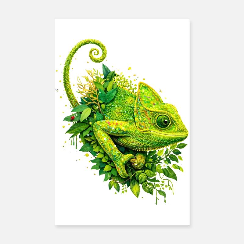 Caméléon vert – Art du graffiti nature Poster 20 x 30 cm