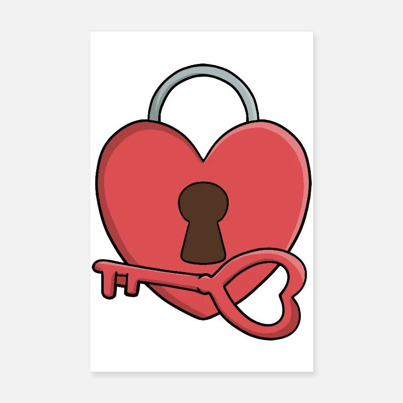 Clé de mon cœur : serrure et clé Saint-Valentin - Poster 20 x 30 cm - blanc