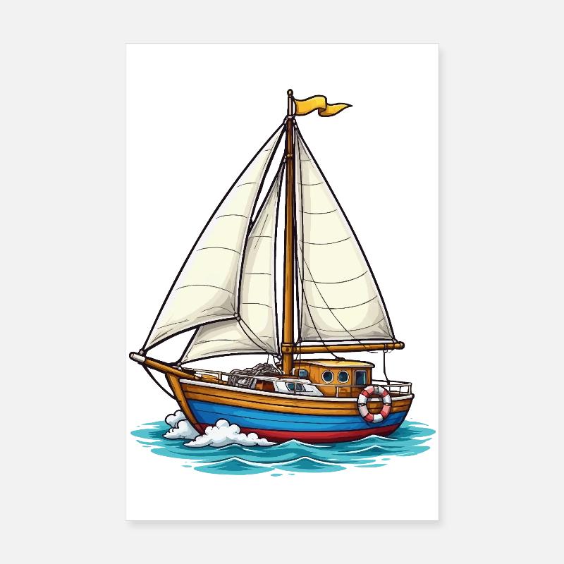 Segelboot Nautisch Illustration Poster 20x30 cm