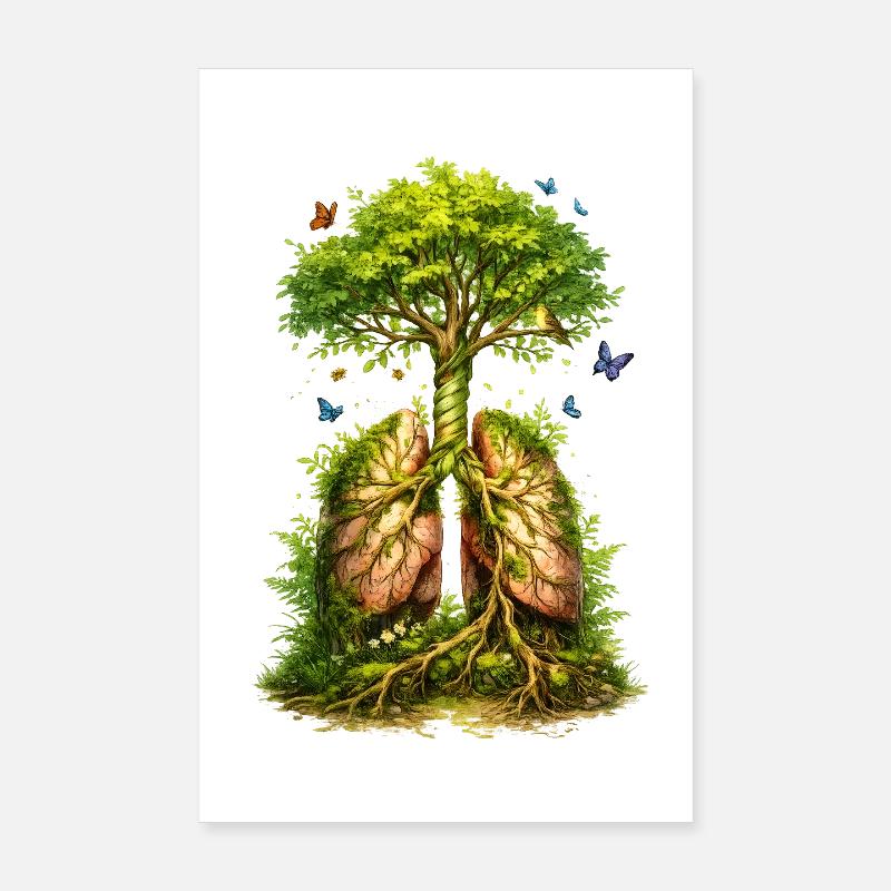 L’arbre pousse à partir de poumons verts Poster 20 x 30 cm