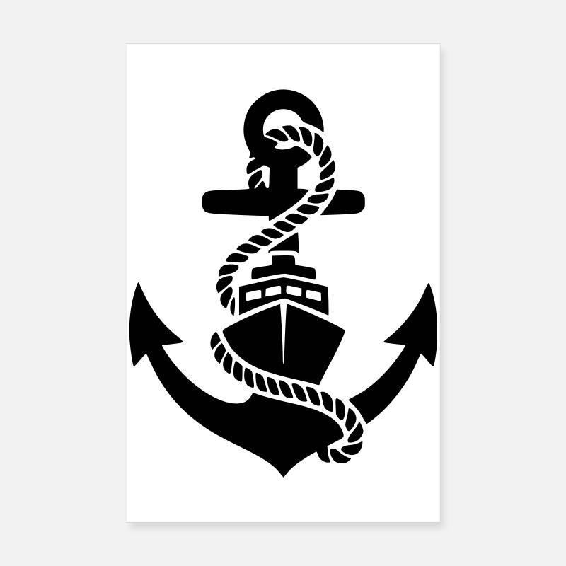 Silhouette maritime à corde d’ancre Poster 20 x 30 cm