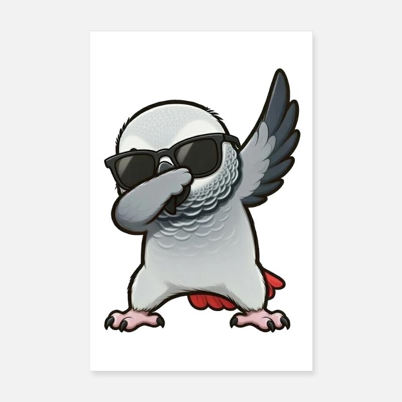 Dabbing Graupapagei Poster 20x30 cm
