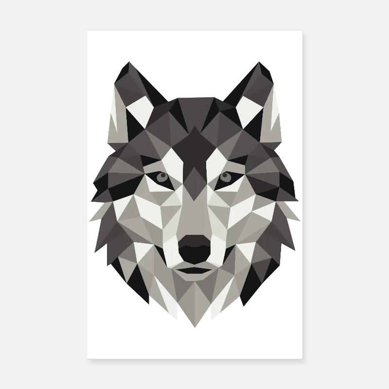 Géométrie Lowpoly de Wolf Head Poster 20 x 30 cm