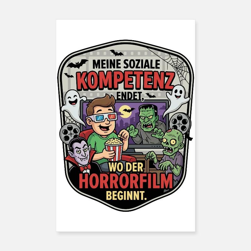 Horrorfilm Abend Komik Patch Poster 20x30 cm