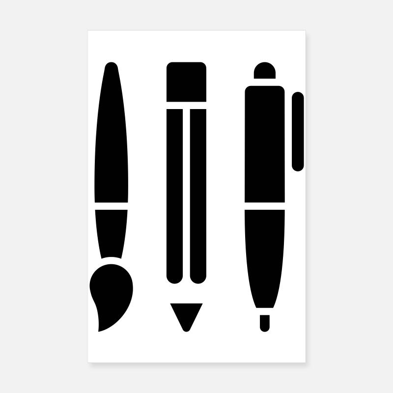 Pinsel, Bleistift und Stift - Kunst Symbol Poster 20x30 cm