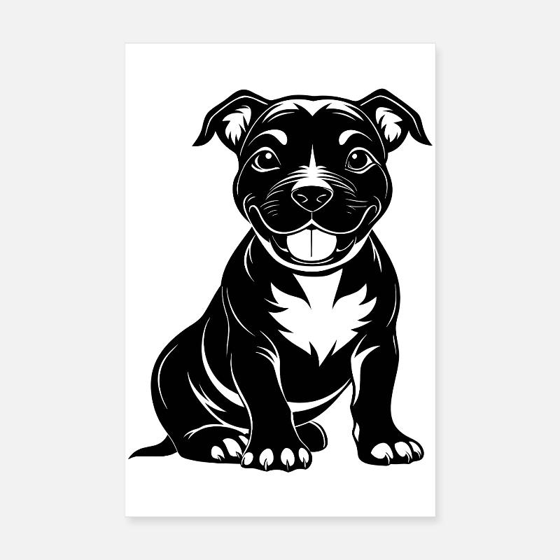Doux Pitbul Heureux Poster 20 x 30 cm