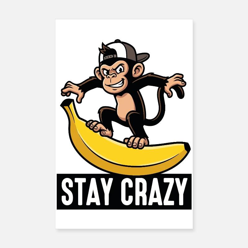 Affe auf Banane bleibt verrückt Poster 20x30 cm