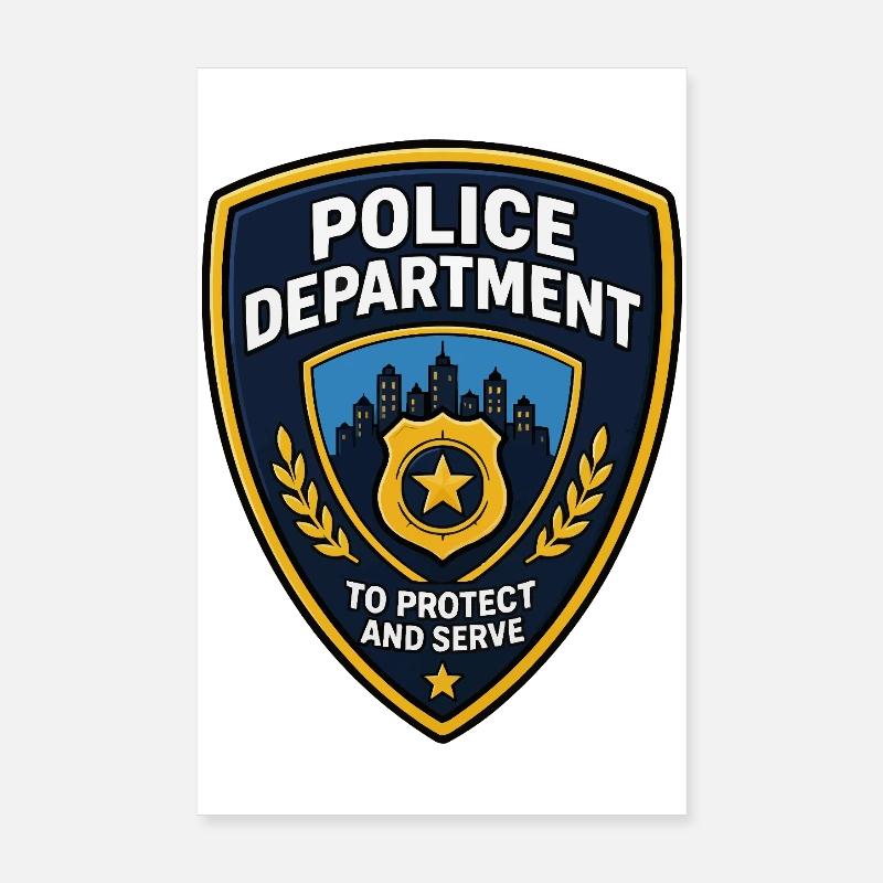 Polizei Abzeichen Patch Stadt Skyline Poster 20x30 cm