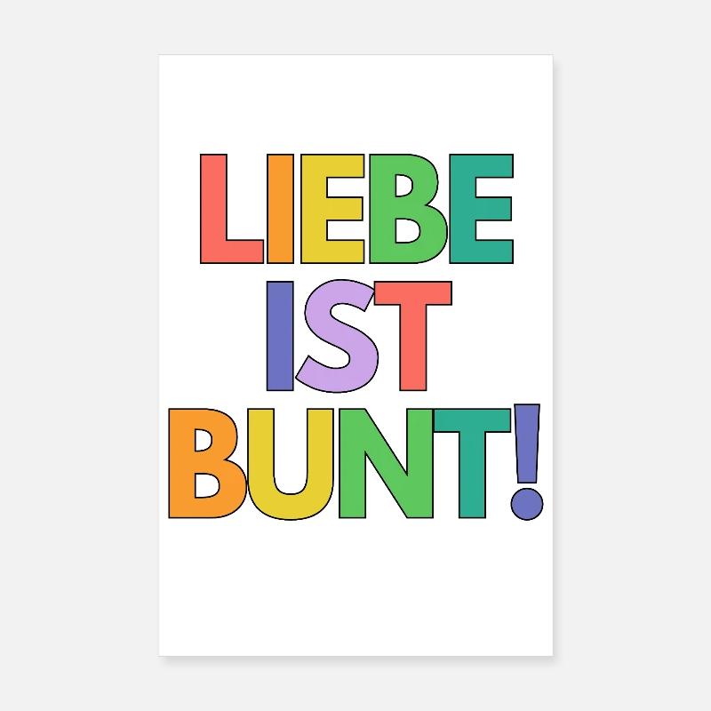 Liebe ist bunt Regenbogen Typo Poster 20x30 cm