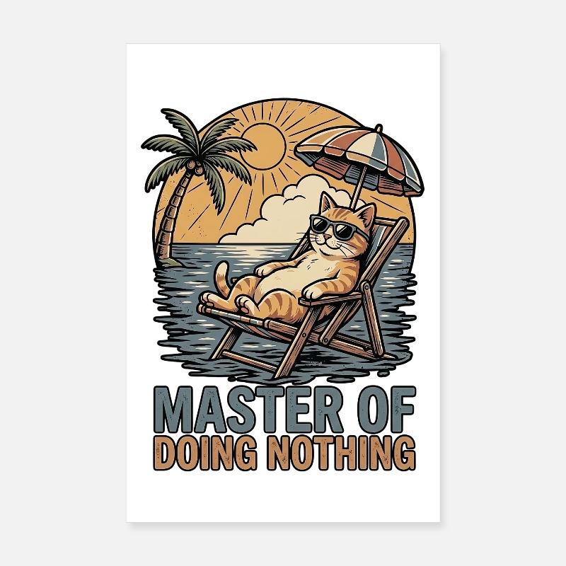 Faule Katze Lustiger Spruch Poster 20x30 cm