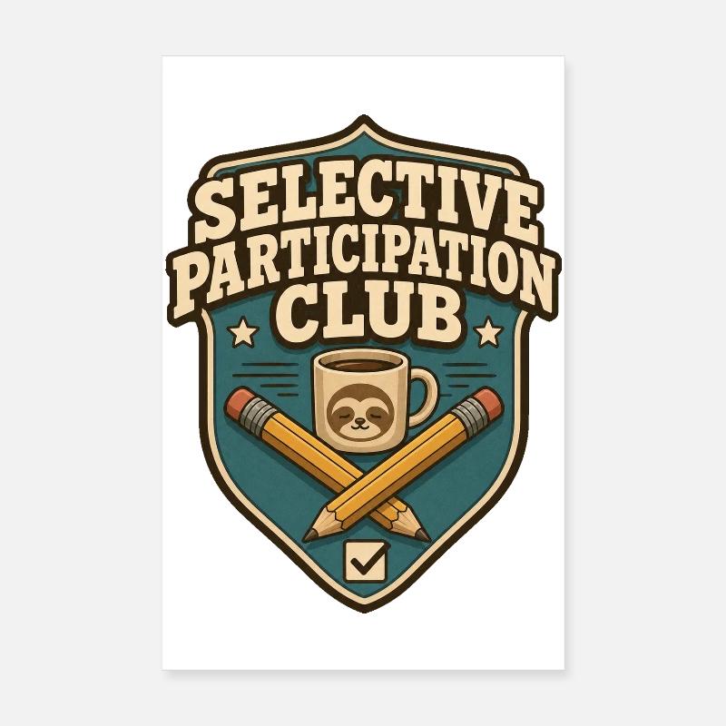 Selective Participation Club Sloth Poster 8" x 12" (20x30 cm)