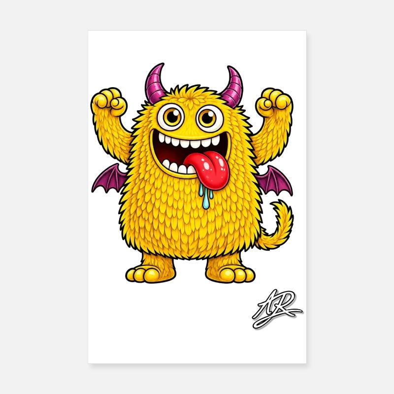 Orange Monster Poster 20x30 cm