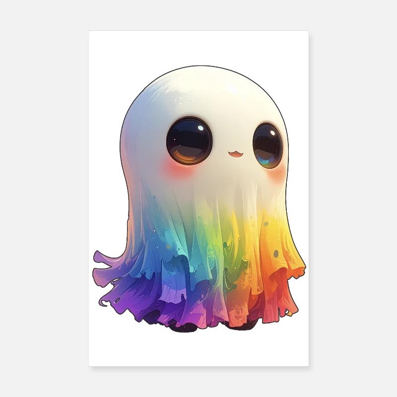 Creepy Cute Rainbow Ghost Poster 8" x 12" (20x30 cm)