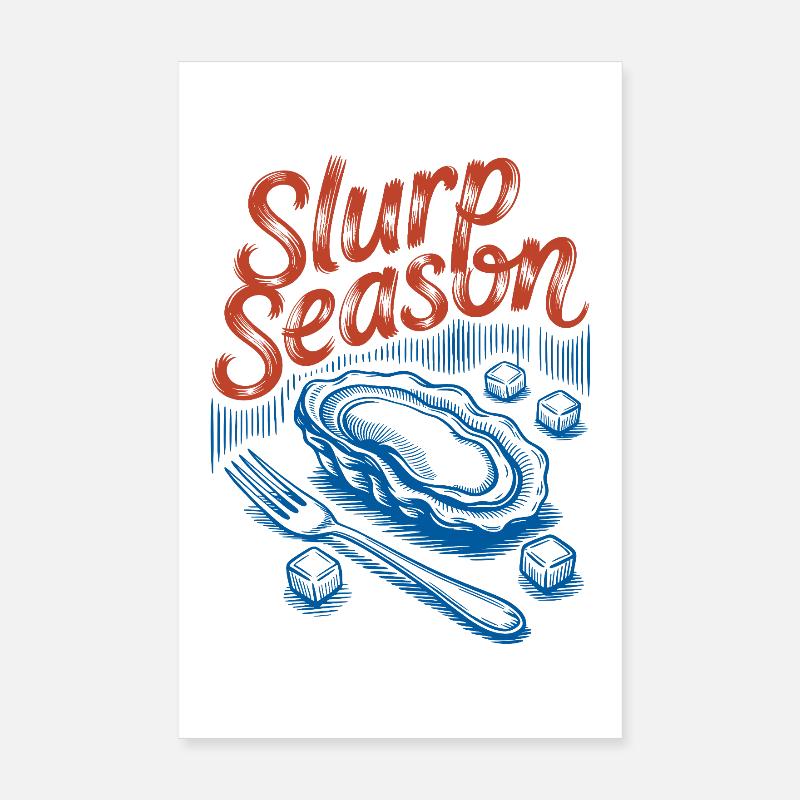 Schlürfsaison – Retro-Austern-Meeresfrüchte Poster 20x30 cm