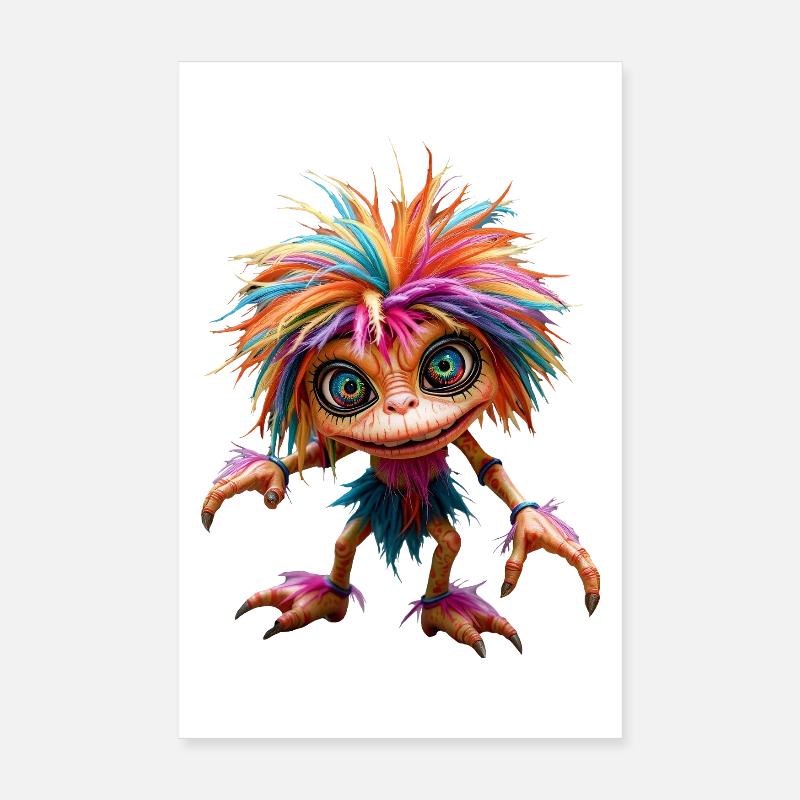 Créature poilue multicolore Poster 20 x 30 cm