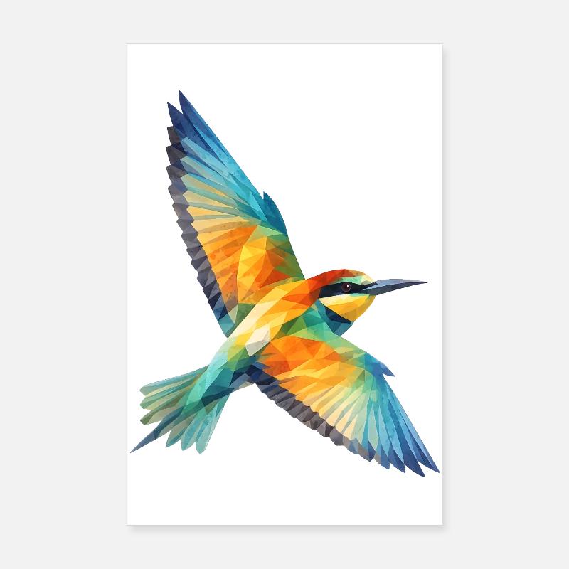 Art polygonal low polygon de Bee-Eater Bird Poster 20 x 30 cm
