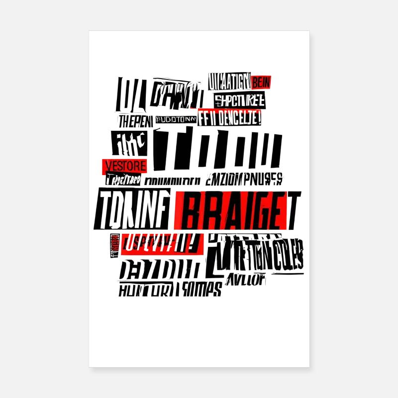 Typographie des bugs Rouge Noir Poster 20 x 30 cm