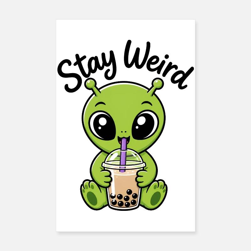 Sticker bizarre de bubble tea vert Alien Stay Bizarre Poster 20 x 30 cm