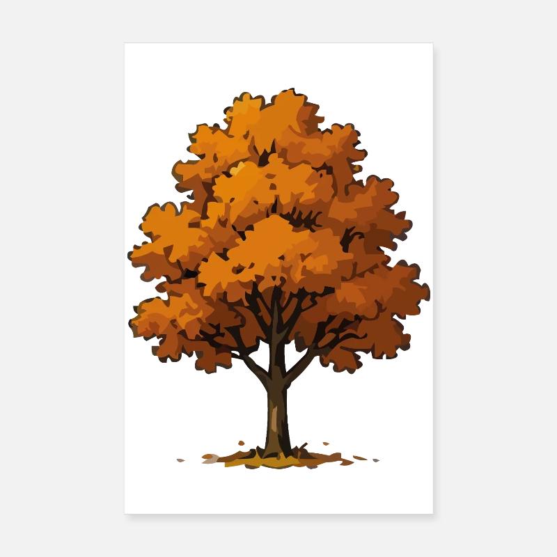 Autumn tree in fire orange Poster 8" x 12" (20x30 cm)