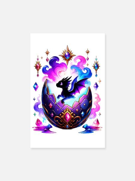 Crystal Dragon Hatch in Gem Egg - Poster 8" x 12" (20x30 cm) - white - Front