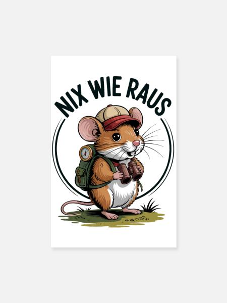 Outdoor Maus - Poster 20x30 cm - Weiß - Vorne