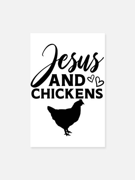 Huhn Jesus Glaube - Poster 20x30 cm - Weiß - Vorne