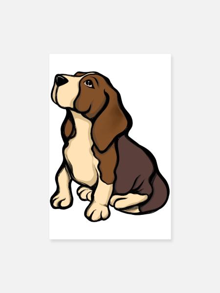 Beagle-Porträt in warmen Tönen - Poster 20x30 cm - Weiß - Vorne