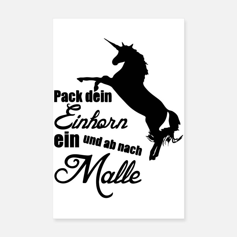 Einhorn Urlaub Mallorca Geschenk Poster 20x30 cm