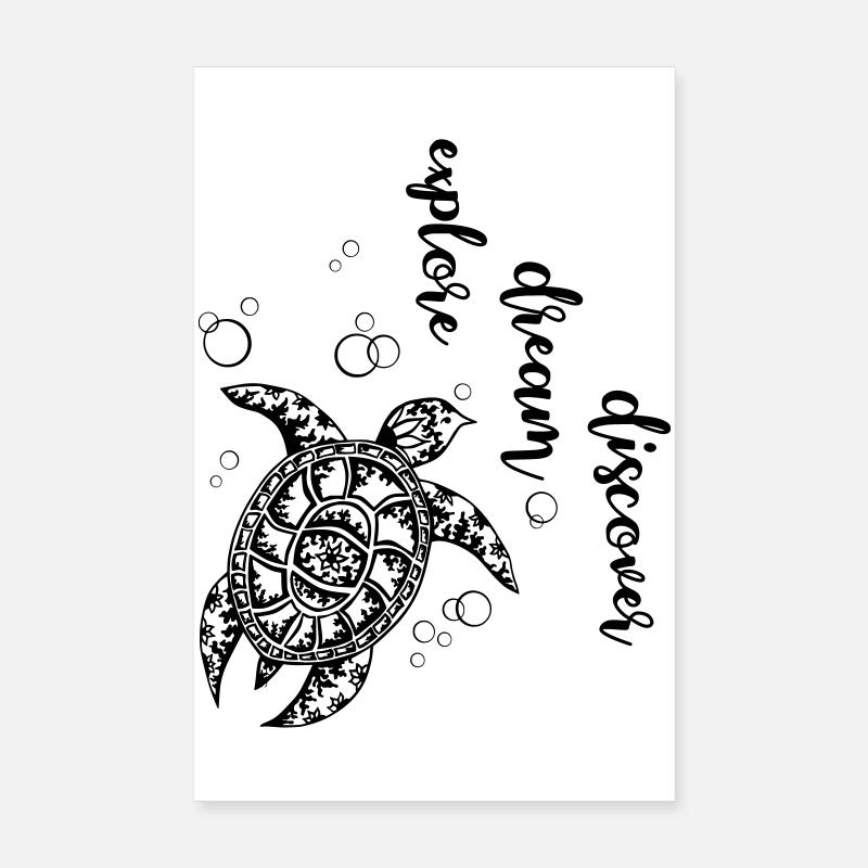 Explore Dream Discover - Turtle Poster 20x30 cm