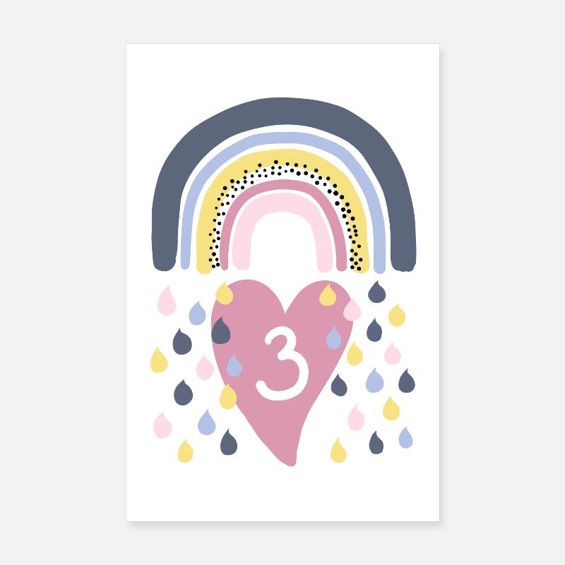 Rainbow 3ème anniversaire Enfants Poster 20 x 30 cm