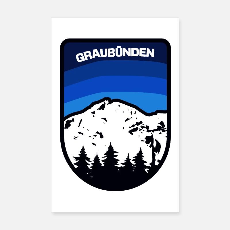 Graubünden Berglandschaft Emblem Poster 20x30 cm