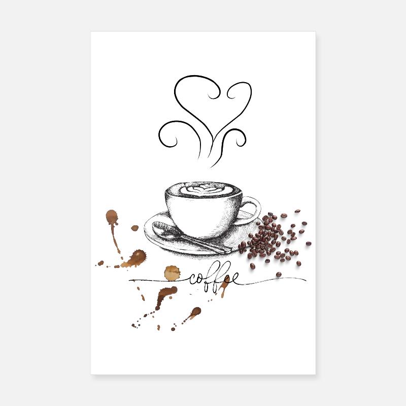 Tasse à café et conception de grains Poster 20 x 30 cm