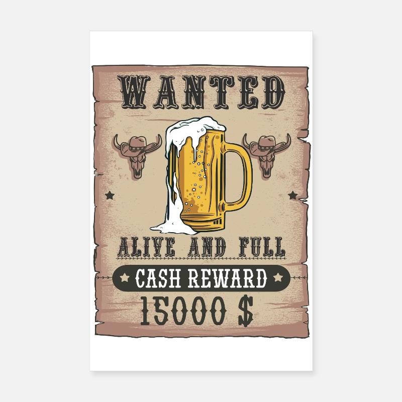 Bier Wanted lustiges Biertrinker Design Poster 20x30 cm