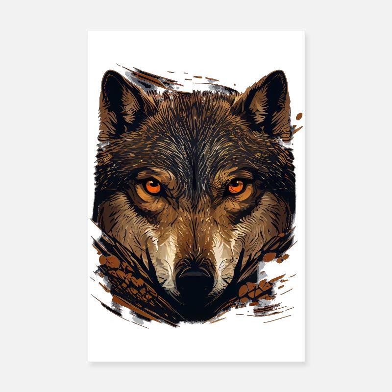Visage de loup brun Poster 20 x 30 cm