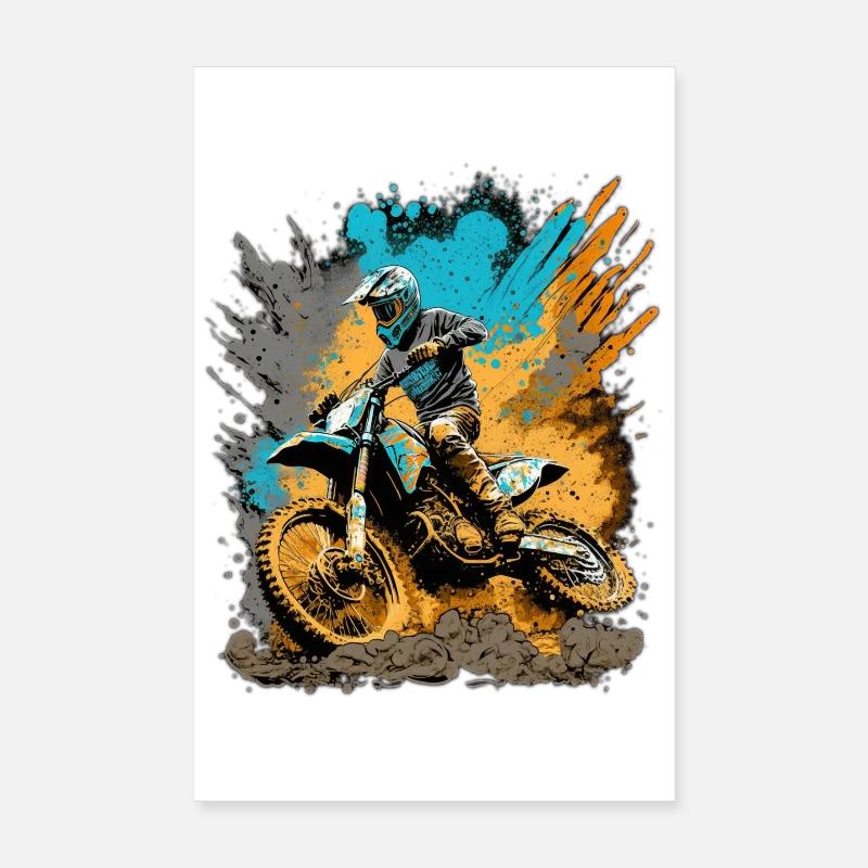 Motocross Action Mud Splash Poster 8" x 12" (20x30 cm)