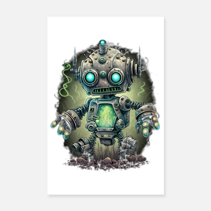 Robot Steampunk Néon Poster 20 x 30 cm