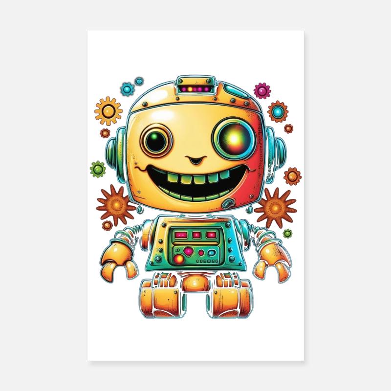 Neon Roboter Pop Getriebe Poster 20x30 cm